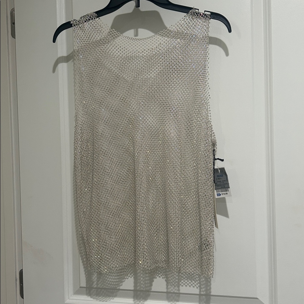 RHINESTONE MESH SLEEVELESS CROP VEST TOP BNWT SIZE M